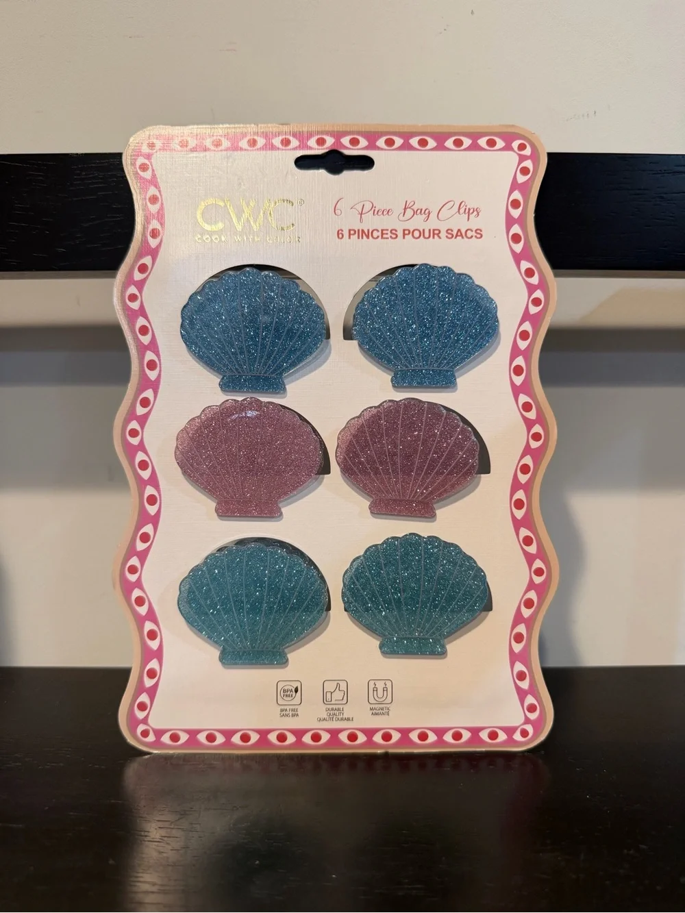 CWC Glitter SeaShell Bag Clips - 6ct - Picture 2 of 3